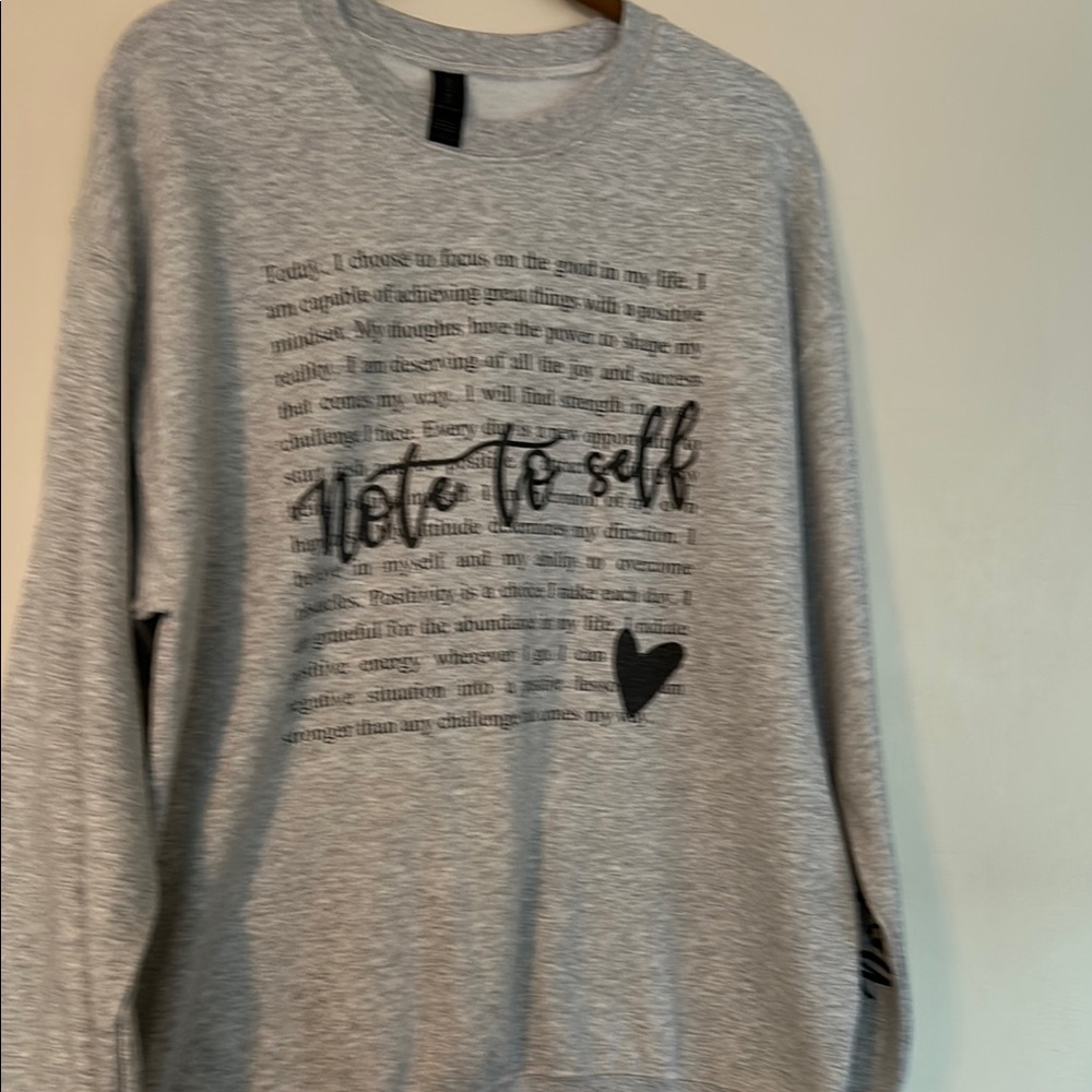 Gildan Light Gray Sweatshirt, Notes to Self, New, Large